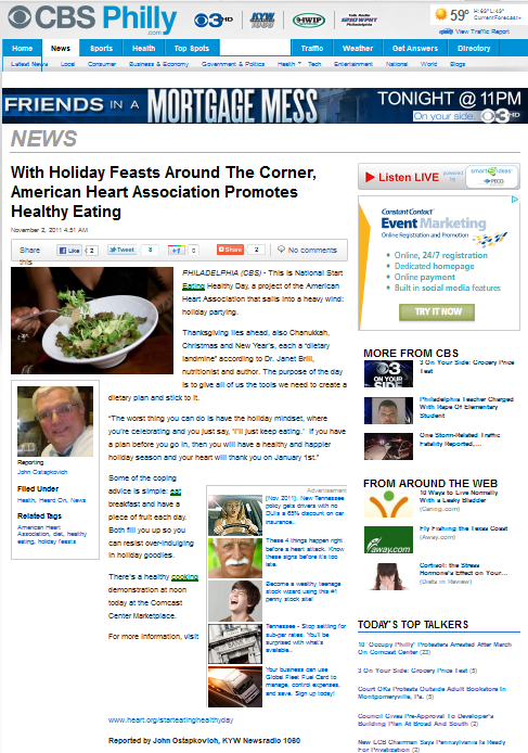 CBS Philly article on healthy holiday eating.