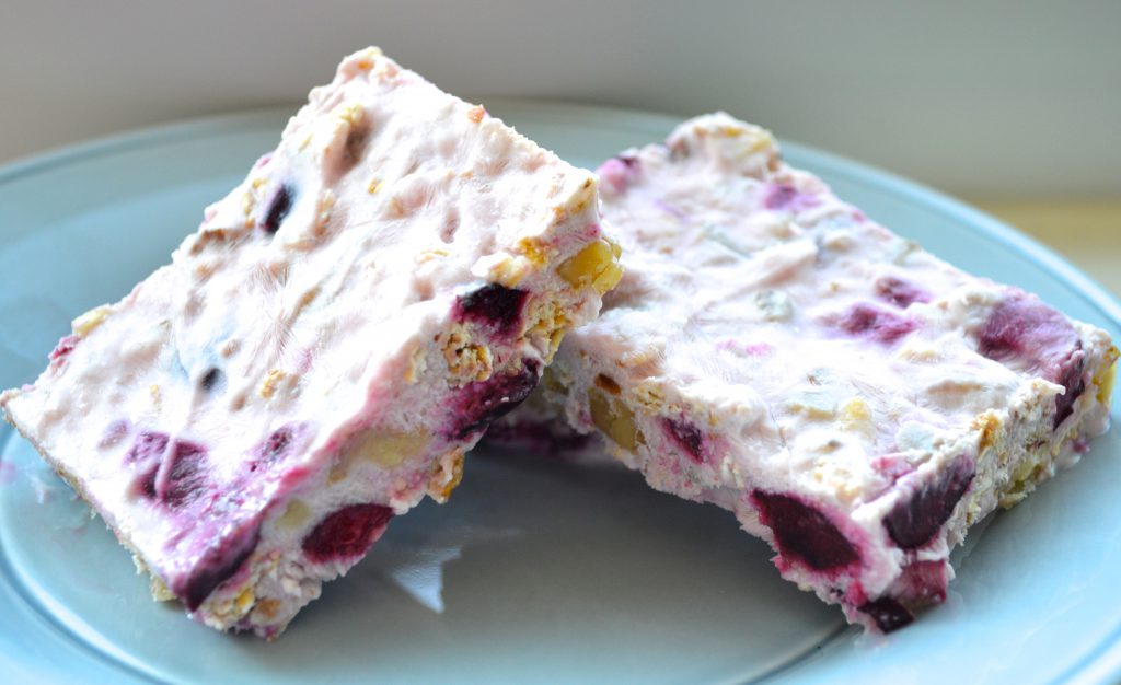 Calcium Rich, Zero Cholesterol Frozen Yogurt Cherry Banana Oat Bars