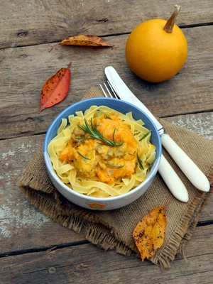 Low-Fat, Zero Cholesterol Recipe of Creamy Pumpkin Pasta Sauce