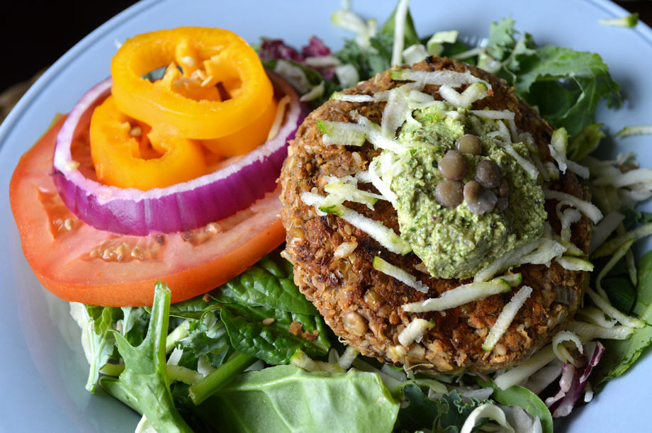 Heart Healthy, Cholesterol-free Zucchini Lentil Veggie Burger