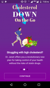 Cholesterol management app advertisement illustration.